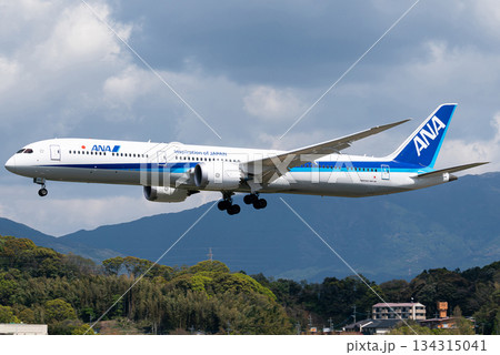 ANA B787-10福岡空港アプローチ 134315041