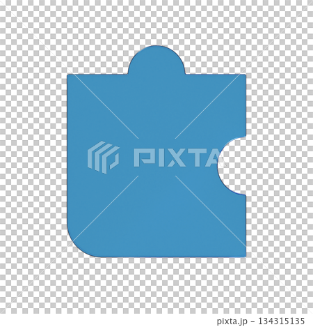 3D illustration of a flat icon of one puzzle piece. Transparent blue glass morphic mark 2 3D illustration of a flat icon of one puzzle piece. Transparent blue glass morphic mark 2 134315135