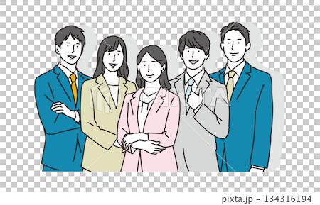 一群男女商務人士一起工作的插圖 134316194