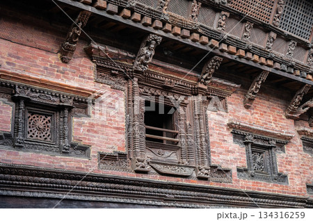 Beautiful architecture of Patan royal palace in Patan Durbar square an iconic cities and one of the world heritage sites in Kathmandu valley of Nepal. 134316259