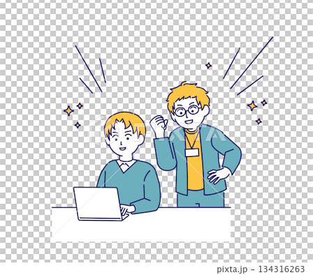 圖：一位年輕人正在教電腦 134316263