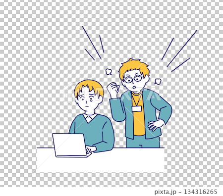 Illustration of a businessman being scolded 134316265