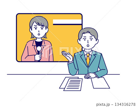ニュースキャスターの報道番組イメージ素材 ニュースキャスターの報道番組イメージ素材 134316278