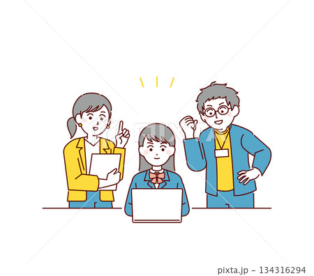 勉強を教えてもらう学生のイメージイラスト 134316294