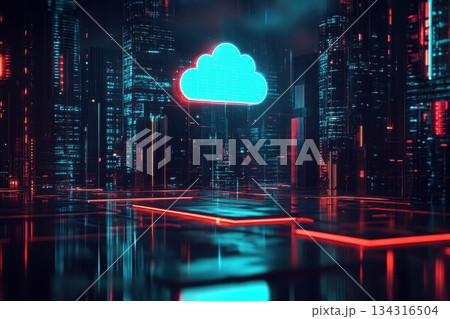 Futuristic Smart City Skyline at Dusk with Glowing Elements in a Vibrant Urban Landscape Futuristic Smart City Skyline at Dusk with Glowing Elements in a Vibrant Urban Landscape 134316504