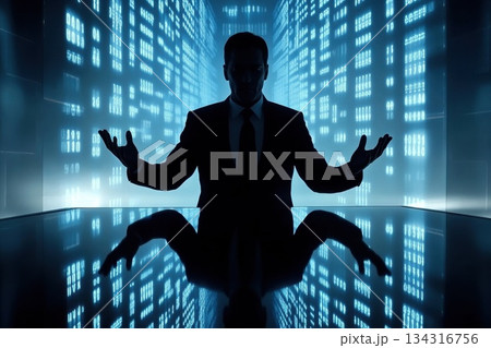 Professional Leader Silhouette Presenting Ideas in a Modern Business Environment Professional Leader Silhouette Presenting Ideas in a Modern Business Environment 134316756