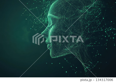 Glowing Human Figure Made of Data Points...のイラスト素材 [134317006] - PIXTA