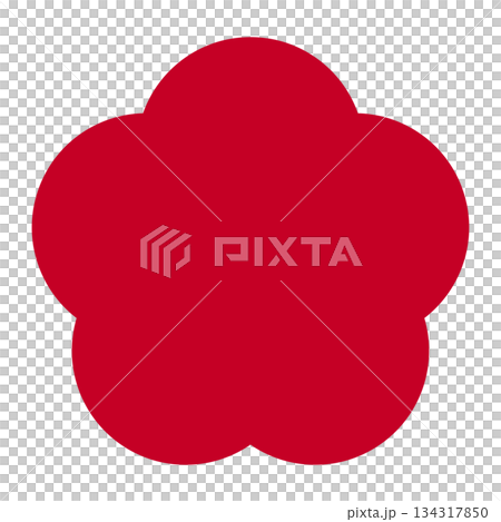 梅花插畫素材，日式圖案，透明背景，紅色 134317850