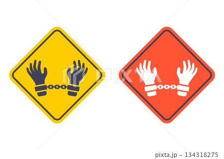 Handcuffed hand icon. Prison sentence. 134318275