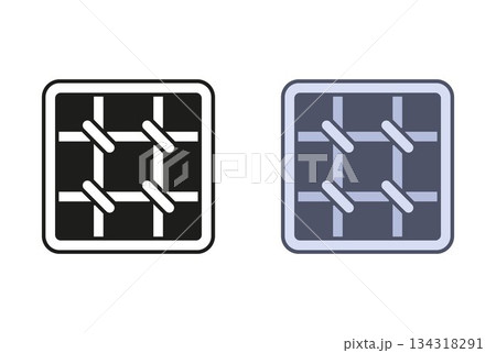 Black prison bars icon. Window in a prison cell. 134318291