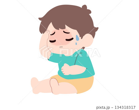 体調の悪い子供のイラスト 体調の悪い子供のイラスト 134318317