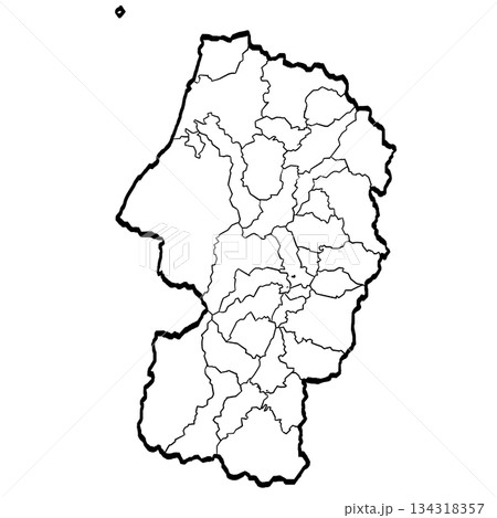 山形県地図・市町村区分 (筆タッチ) シンプル 山形県地図・市町村区分 (筆タッチ) シンプル 134318357