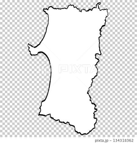 Akita Prefecture Map Illustration (Brush Touch) Simple 134318362