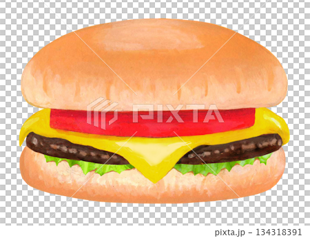 Tomato cheeseburger illustration 134318391