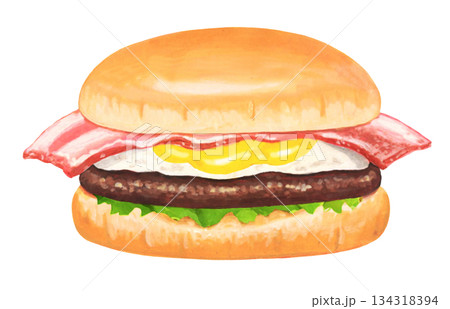 ベーコンエッグバーガーのイラスト 134318394
