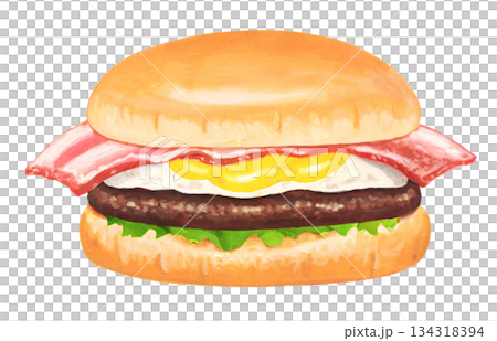 ベーコンエッグバーガーのイラスト 134318394