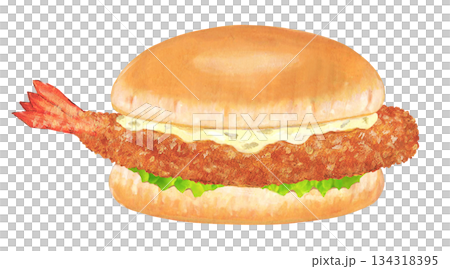 炸蝦漢堡插圖 134318395