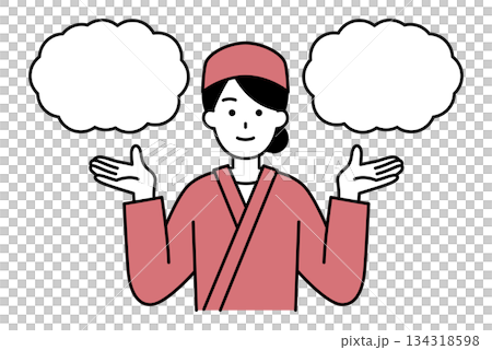 2つの選択肢を提案する和食屋の女性店員 134318598