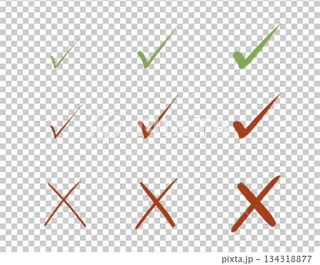 手繪勾號和叉號圖示集 134318877