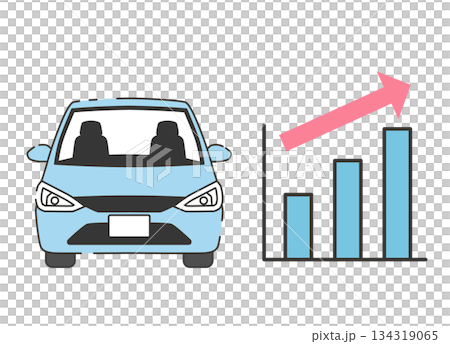 Illustration of a car and a rising graph 134319065