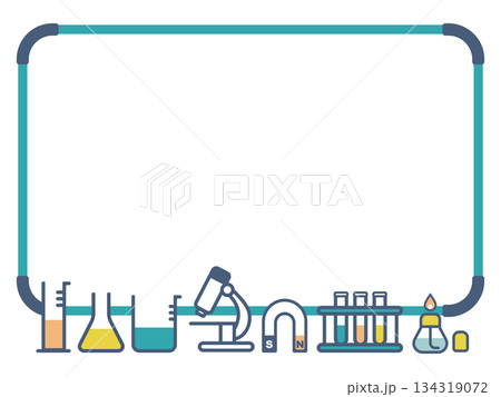 理科・科学モチーフのフレーム素材（実験器具・研究アイコン） 134319072