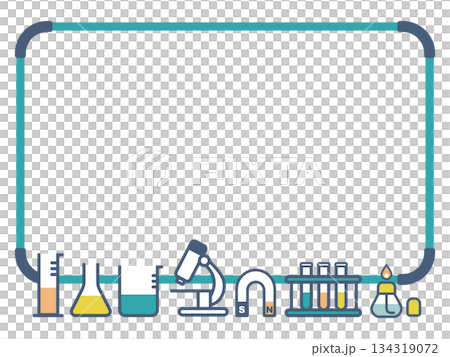 理科・科学モチーフのフレーム素材（実験器具・研究アイコン） 134319072