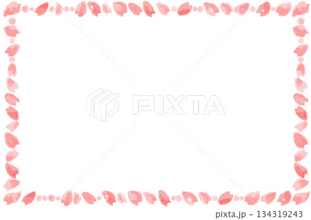 ふんわり水彩素材シリーズ｜桜の花びらフレーム 134319243