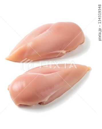 Raw Chicken Breast Fillets Isolated on White Background Raw Chicken Breast Fillets Isolated on White Background 134319348
