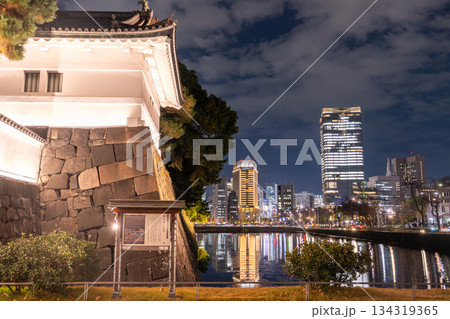 《東京都》お堀に映り込む丸の内の夜景 《東京都》お堀に映り込む丸の内の夜景 134319365