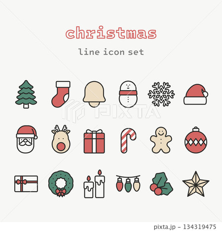christmas simple line icon set christmas simple line icon set 134319475
