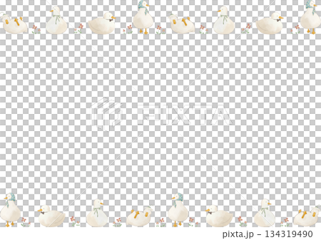 Cute watercolor duck frame illustration 134319490