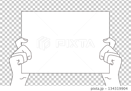Illustration material of a board and a hand holding it 134319904