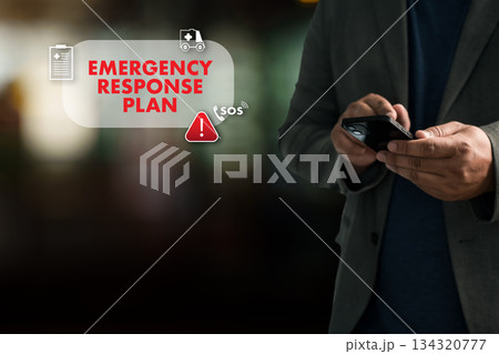 Businessman Emergency response plan activating emergency representing crisis management digital interface displaying emergency plan Businessman Emergency response plan activating emergency representing crisis management digital interface displaying emergency plan 134320777