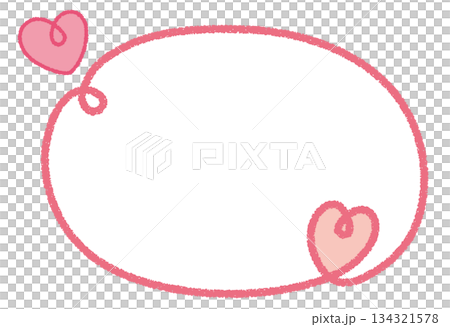 蠟筆線條捲曲心形邊框/粉紅色 蠟筆線條捲曲心形邊框/粉紅色 134321578