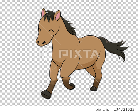 Smiling horse running 134321623