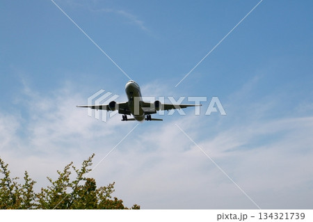着陸する航空機 134321739