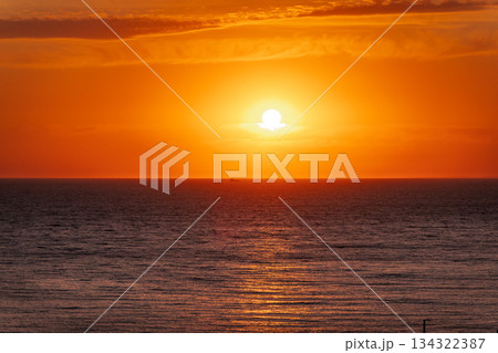 Beautiful red and orange sunrise over the sea. 134322387