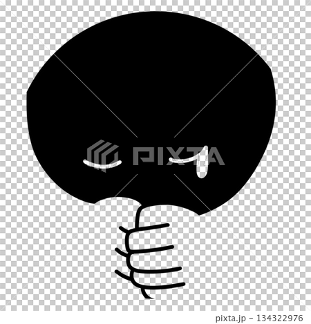 感情単色悲しいモノクロ白抜き 134322976