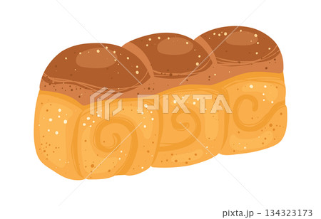 Bun icon baked pastry Hand drawn wheat bun textured stylized vector illustration 134323173