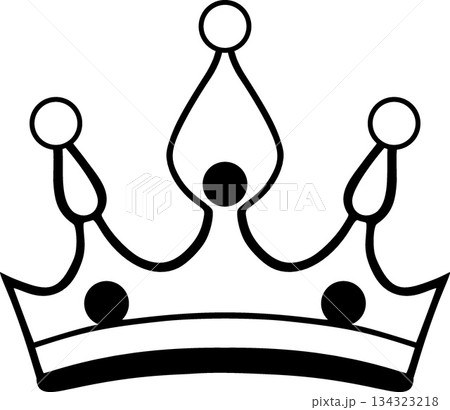 Crown Icon - Black Royal Symbol with Five Points for Authority, Branding, UI Design, and Minimalist Graphic Elements 134323218