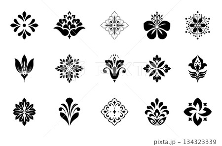 Flower icons set. Isolated elements for design. Vector graphics. Flower collection 134323339