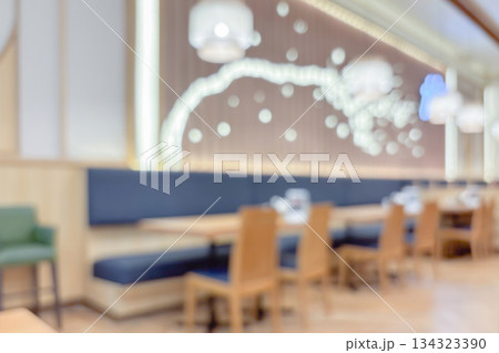 Japanese restaurant interior abstract blurred background 134323390