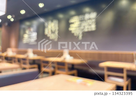 Japanese restaurant interior blurred abstract vintage background 134323395