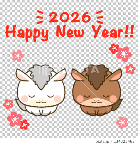 馬年賀年卡素材:兩匹鞠躬的馬 馬年賀年卡素材:兩匹鞠躬的馬 134323465