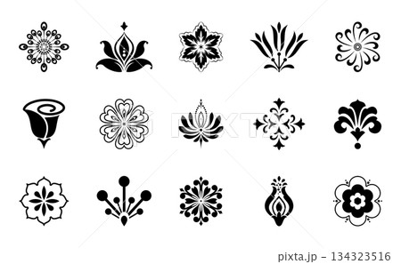 Flower icons set. Isolated elements for design. Vector graphics. Flower collection 134323516