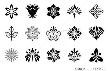 Flower icons set. Isolated elements for design. Vector graphics. Flower collection Flower icons set. Isolated elements for design. Vector graphics. Flower collection 134323526