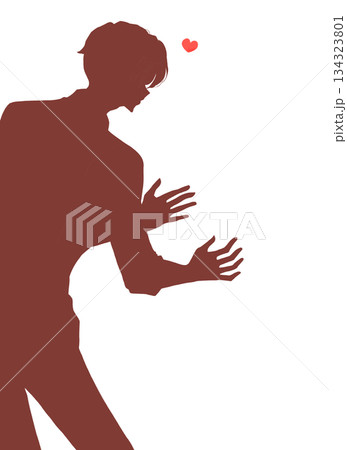 両手を広げる男性　恋愛　影絵 134323801