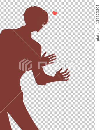 両手を広げる男性　恋愛　影絵 134323801