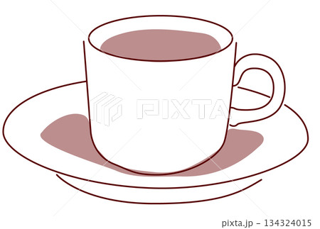 シンプルなコーヒーカップとソーサーの淡色イラスト 134324015