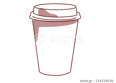 シンプルなテイクアウト用コーヒーカップの淡色イラスト シンプルなテイクアウト用コーヒーカップの淡色イラスト 134324016